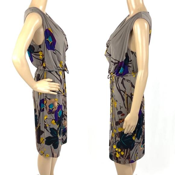 JONES NEW YORK Draped Neck Midi Dress Tie Waist - Picture 3 of 8